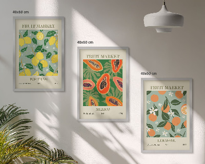 Billedsæt til soveværelset Frugtplakater citroner papaya
