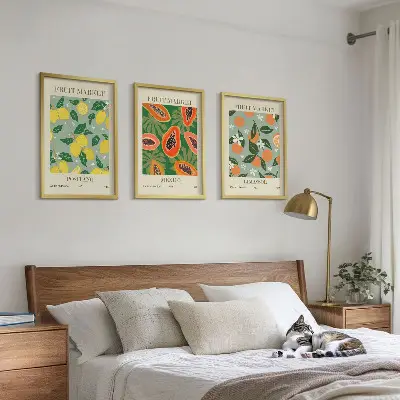 Plakatsæt til soveværelset citroner og papaya