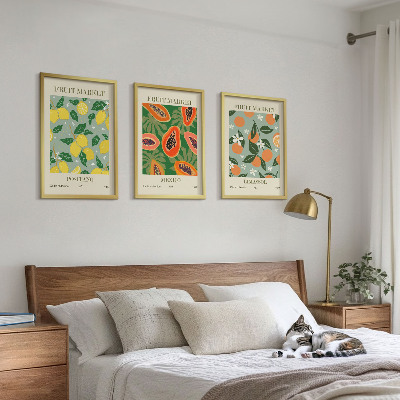 Billedsæt til soveværelset Frugtplakater citroner papaya