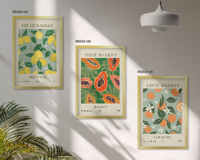 Billedsæt til soveværelset Frugtplakater citroner papaya