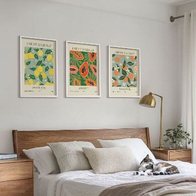 Billedsæt til soveværelset Frugtplakater citroner papaya