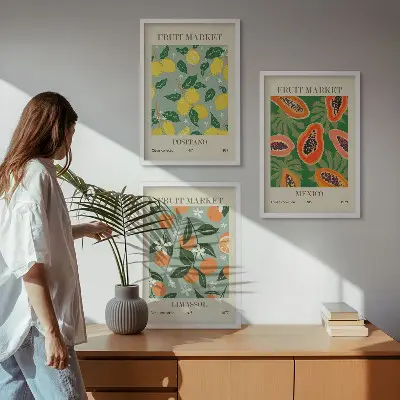Plakatsæt til soveværelset citroner og papaya