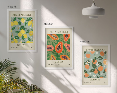 Billedsæt til soveværelset Frugtplakater citroner papaya