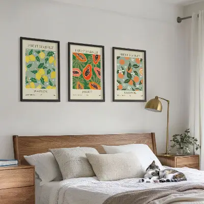 Plakatsæt til soveværelset citroner og papaya