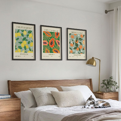 Billedsæt til soveværelset Frugtplakater citroner papaya