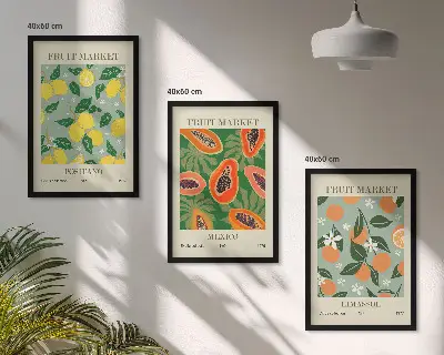 Plakatsæt til soveværelset citroner og papaya