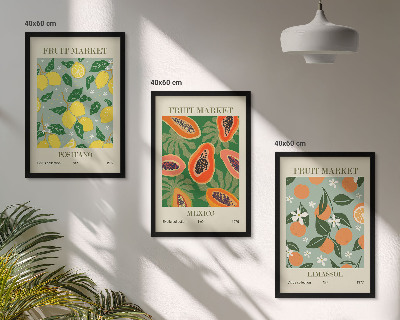 Billedsæt til soveværelset Frugtplakater citroner papaya
