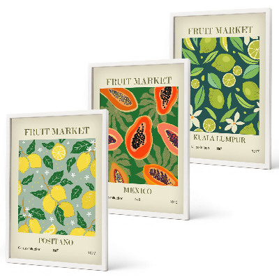 Billedvæg inspiration Frugtagtige citron- og papayamønstre