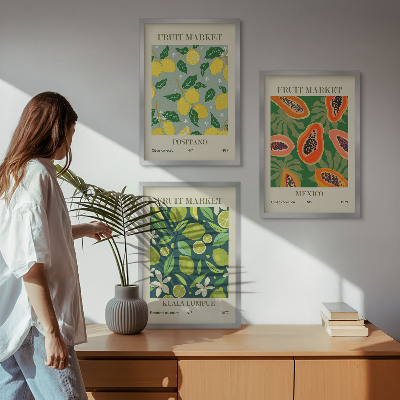 Billedvæg inspiration Frugtagtige citron- og papayamønstre