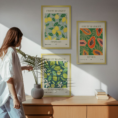 Billedvæg inspiration Frugtagtige citron- og papayamønstre