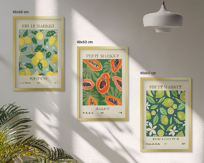 Billedvæg inspiration Frugtagtige citron- og papayamønstre