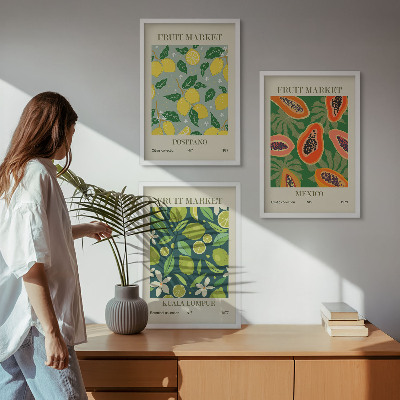 Billedvæg inspiration Frugtagtige citron- og papayamønstre
