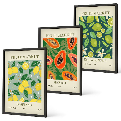 Billedvæg inspiration Frugtagtige citron- og papayamønstre