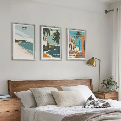 Billedvæg med tropiske strande og palmer inspiration