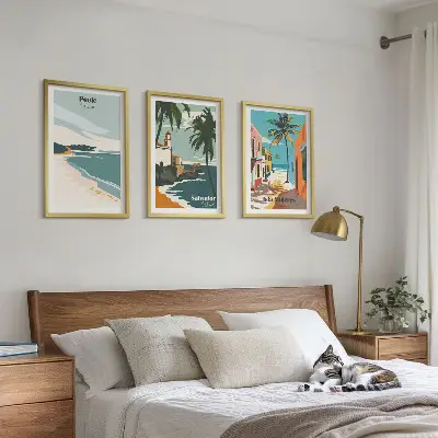 Billedvæg med tropiske strande og palmer inspiration