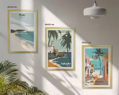 Billedvæg med tropiske strande og palmer inspiration