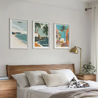 Billedvæg med tropiske strande og palmer inspiration