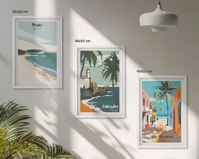 Billedvæg med tropiske strande og palmer inspiration