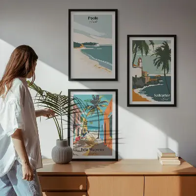 Billedvæg med tropiske strande og palmer inspiration