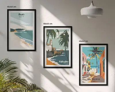 Billedvæg med tropiske strande og palmer inspiration