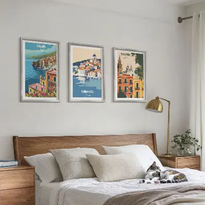 Billedvæg inspiration med bylandskaber og bygninger