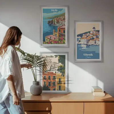 Billedvæg inspiration med bylandskaber og bygninger