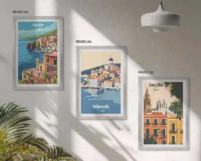 Billedvæg inspiration med bylandskaber og bygninger