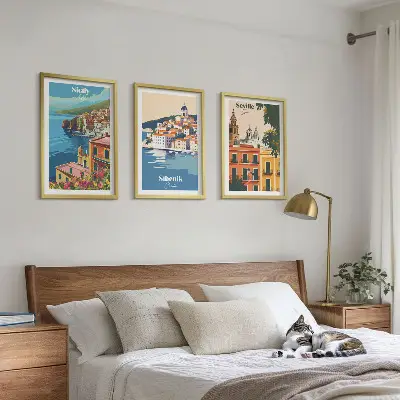 Billedvæg inspiration med bylandskaber og bygninger