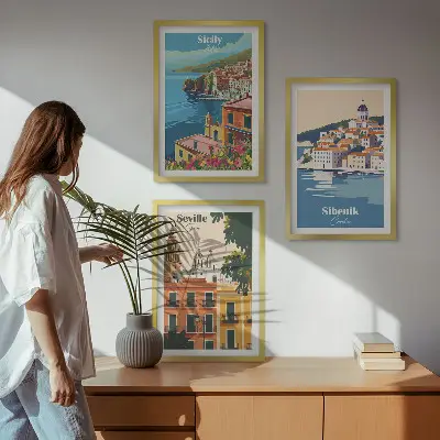 Billedvæg inspiration med bylandskaber og bygninger