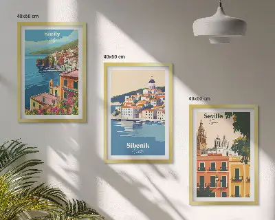 Billedvæg inspiration med bylandskaber og bygninger