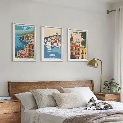 Billedvæg inspiration med bylandskaber og bygninger