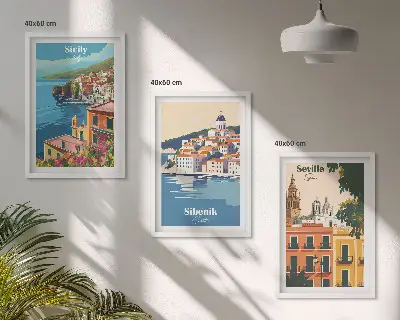 Billedvæg inspiration med bylandskaber og bygninger