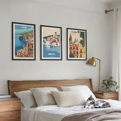 Billedvæg inspiration med bylandskaber og bygninger