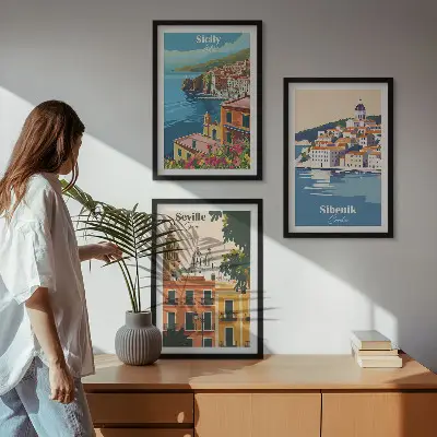 Billedvæg inspiration med bylandskaber og bygninger