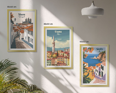 Billedvæg inspiration Retro illustrationer af verdens byer