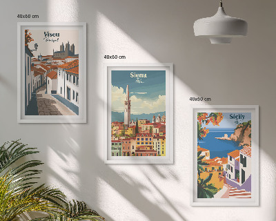 Billedvæg inspiration Retro illustrationer af verdens byer