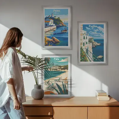 Billedsæt til soveværelset med motiv af kystlandskaber i turisme