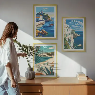 Billedsæt til soveværelset med motiv af kystlandskaber i turisme