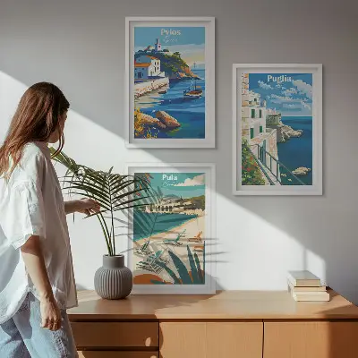 Billedsæt til soveværelset med motiv af kystlandskaber i turisme