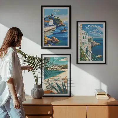 Billedsæt til soveværelset med motiv af kystlandskaber i turisme