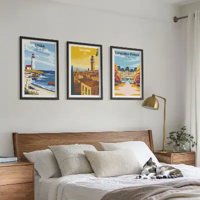 Billedvæg med udsigt over kystbyer inspiration til havnefront ved havet