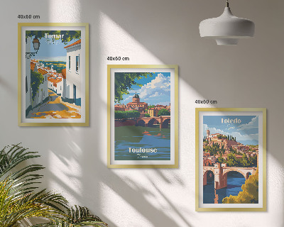 Billedsæt til soveværelset Retro bygrafik