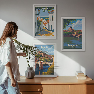 Billedsæt til soveværelset Retro bygrafik