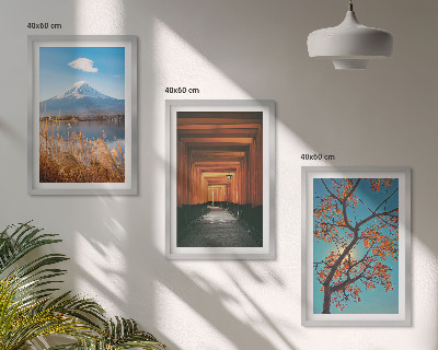 Triptykon billeder med ramme Japanske naturlandskaber