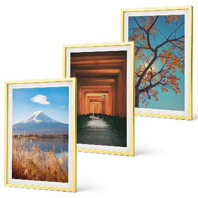 Japanske naturlandskaber triptykon med ramme