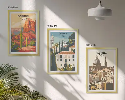 Billedsæt til soveværelse med retro udsigt over Sedona, Sintra og Valletta