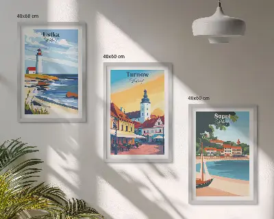 Billedramme med bymotiv motiver af Ustka, Tarnów og Sopot