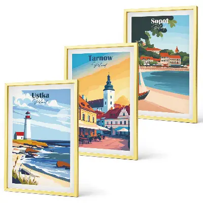 Billedramme med bymotiv motiver af Ustka, Tarnów og Sopot