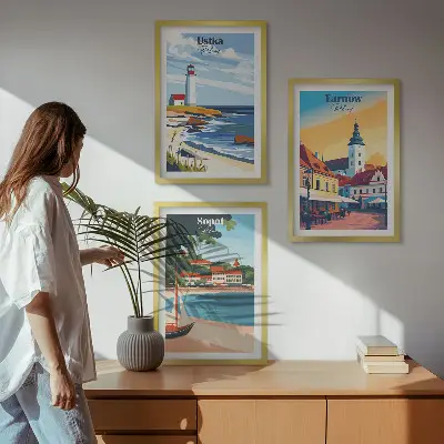 Billedramme med bymotiv motiver af Ustka, Tarnów og Sopot