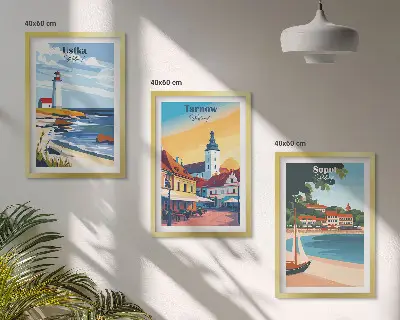 Billedramme med bymotiv motiver af Ustka, Tarnów og Sopot
